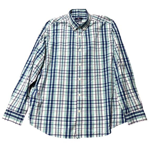 Vineyard Vines Men's Sz XXL Classic Fit Tucker Blue & Green Plaid Long Sleeve - Picture 1 of 8